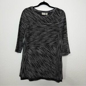 Zenergy by Chico’s Black White Knit Tunic Pullover 3/4 Sleeve Women’s Size Med 1